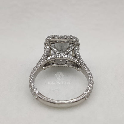 Art Deco Radiant Cut Moissanite Pave Set Ring