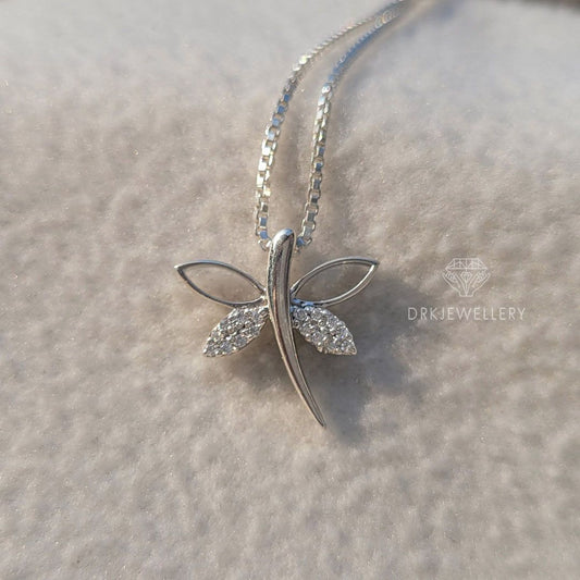 Butterfly Shape Round Cut Lab Grown Diamond 14K Gold Pendant