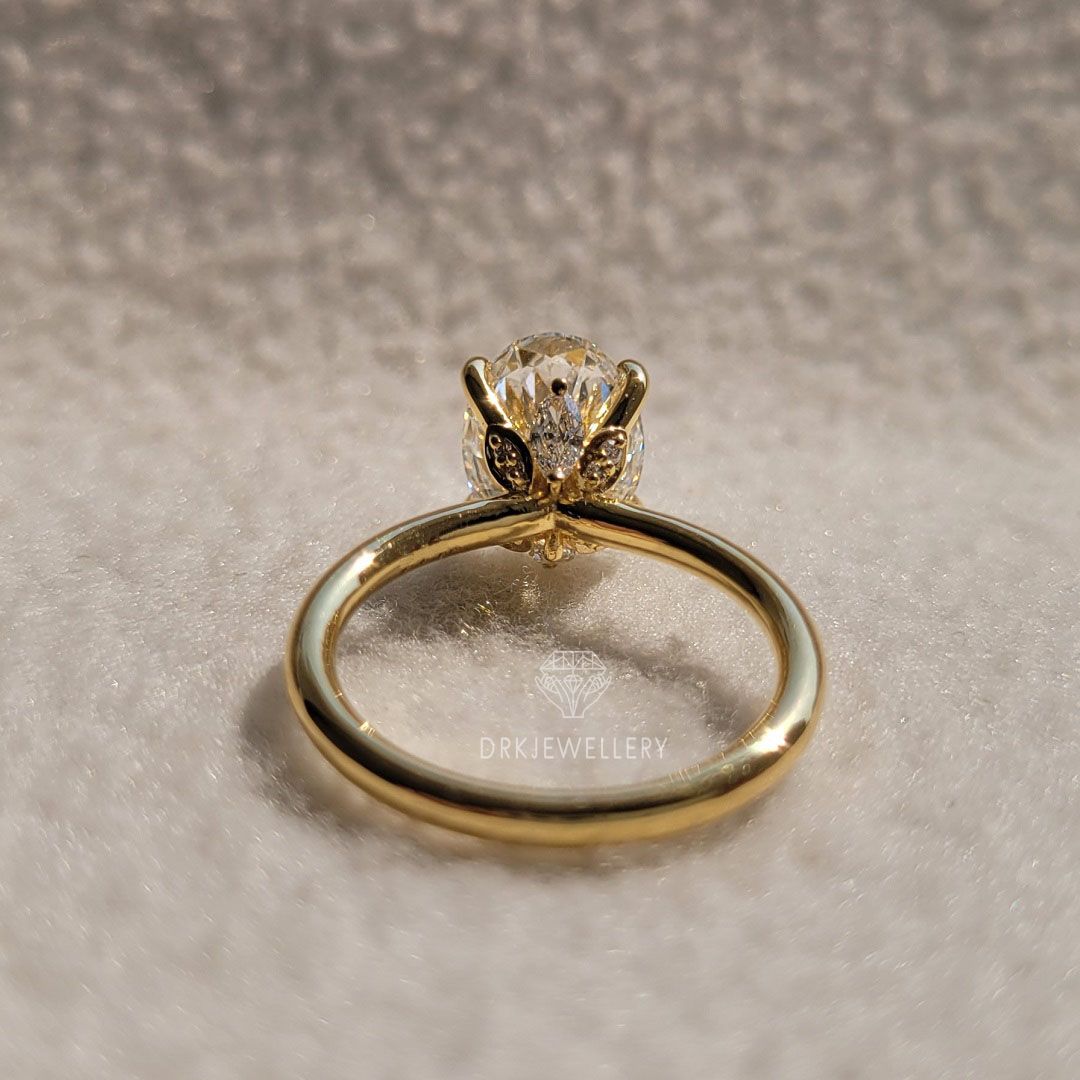 Oval Cut Moissanite Hidden Halo Gold Engagement Ring
