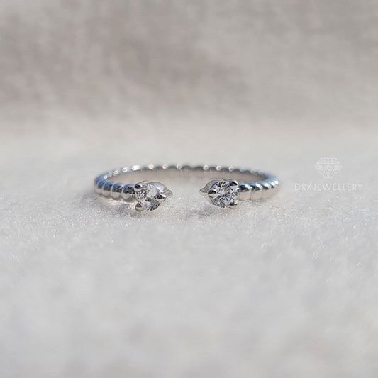 Round Cut Diamond Gold Beaded Ring Spacer