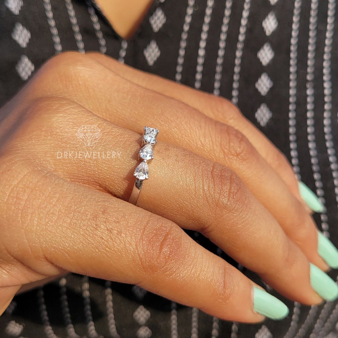 East West Pear Cut Diamond Eternity Wedding Band