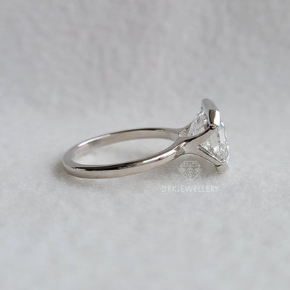 5 Ct East West Emerald Cut Lab Grown Diamond Engagement Ring