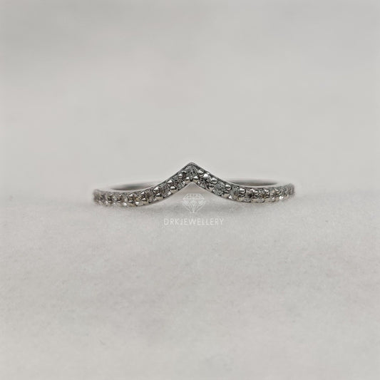 Round Pave Set Lab Grown Chevron Band With 14K Gold