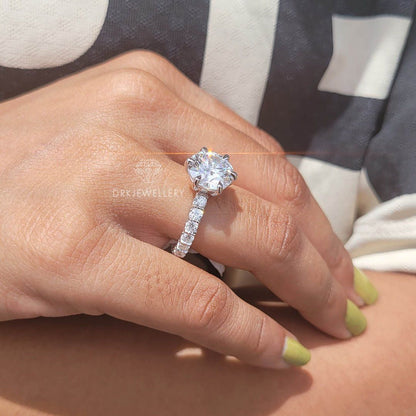 Unique Round Cut Moissanite U-Prong Set Eternity Ring