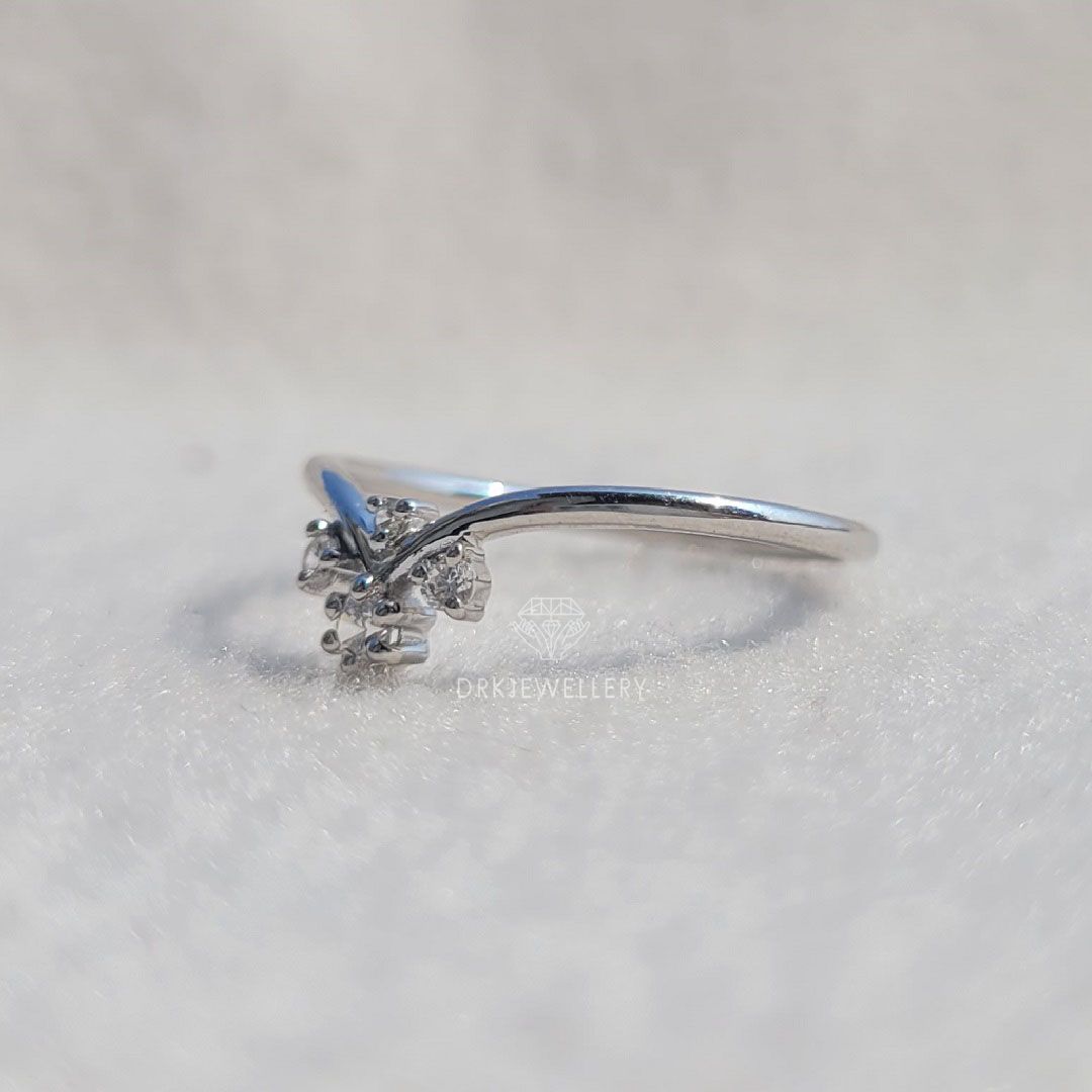 Chevron Style Round Cut Diamond Stackable Gold Band