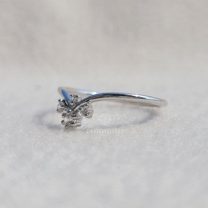 Chevron Style Round Cut Diamond Stackable Gold Band