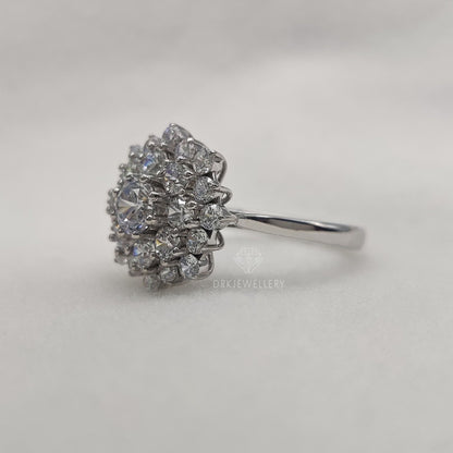 Round Cut Moissanite Cluster Engagement Gold Ring