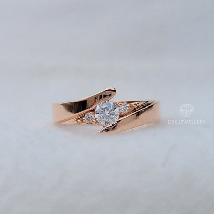 Tension Style Round 3 Lab Grown Diamond Gold Ring