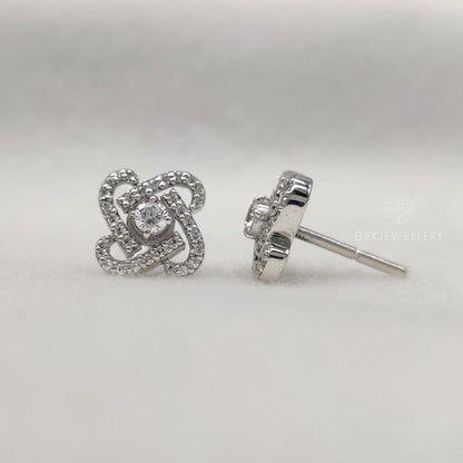 Unique Round Pave Set Lab Diamond Ear Studs In 14K Gold