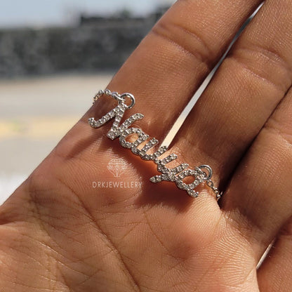 Name Latter Diamond 14K White Gold Custom Pendant