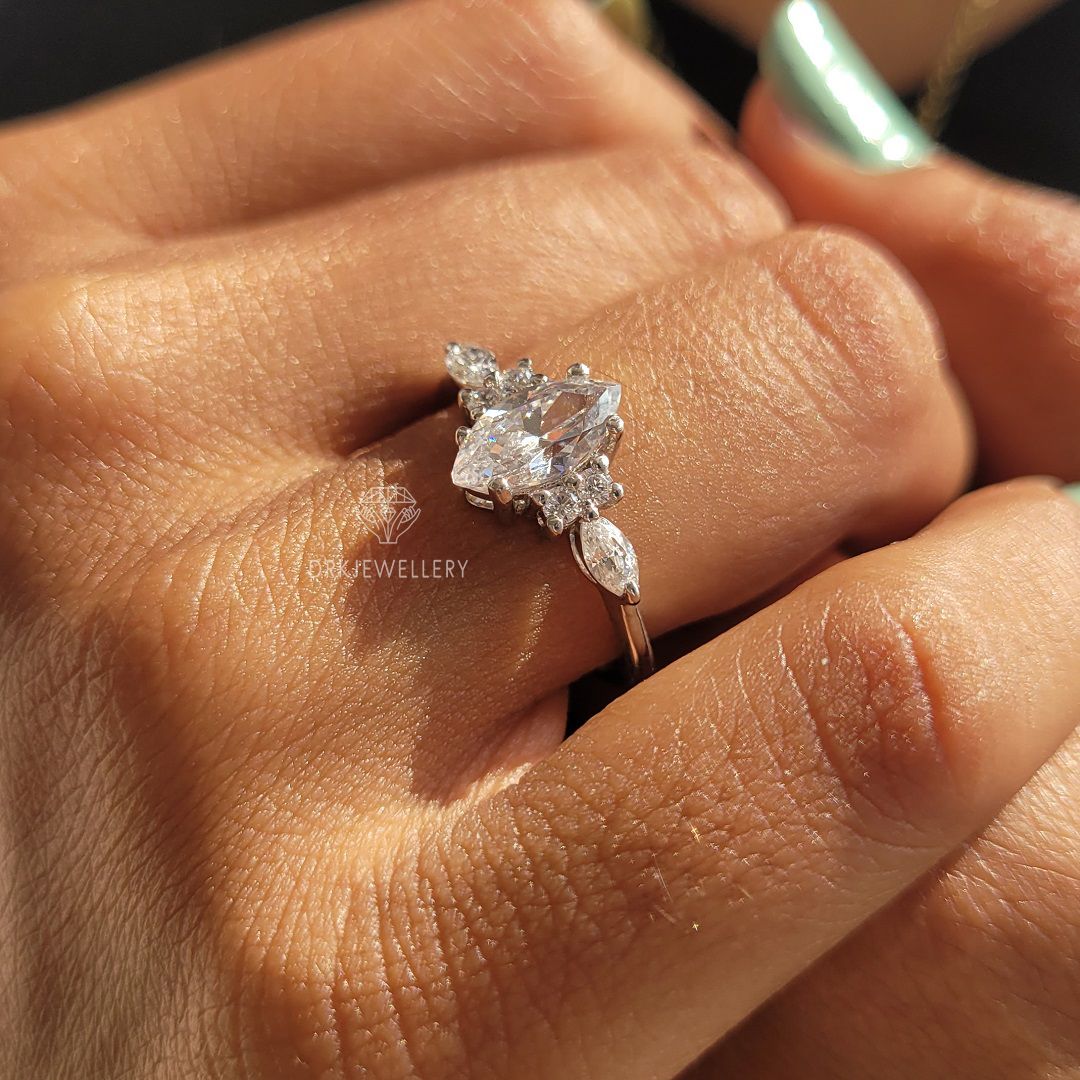 Marquise Cut Moissanite Vintage Inspired Gold Ring