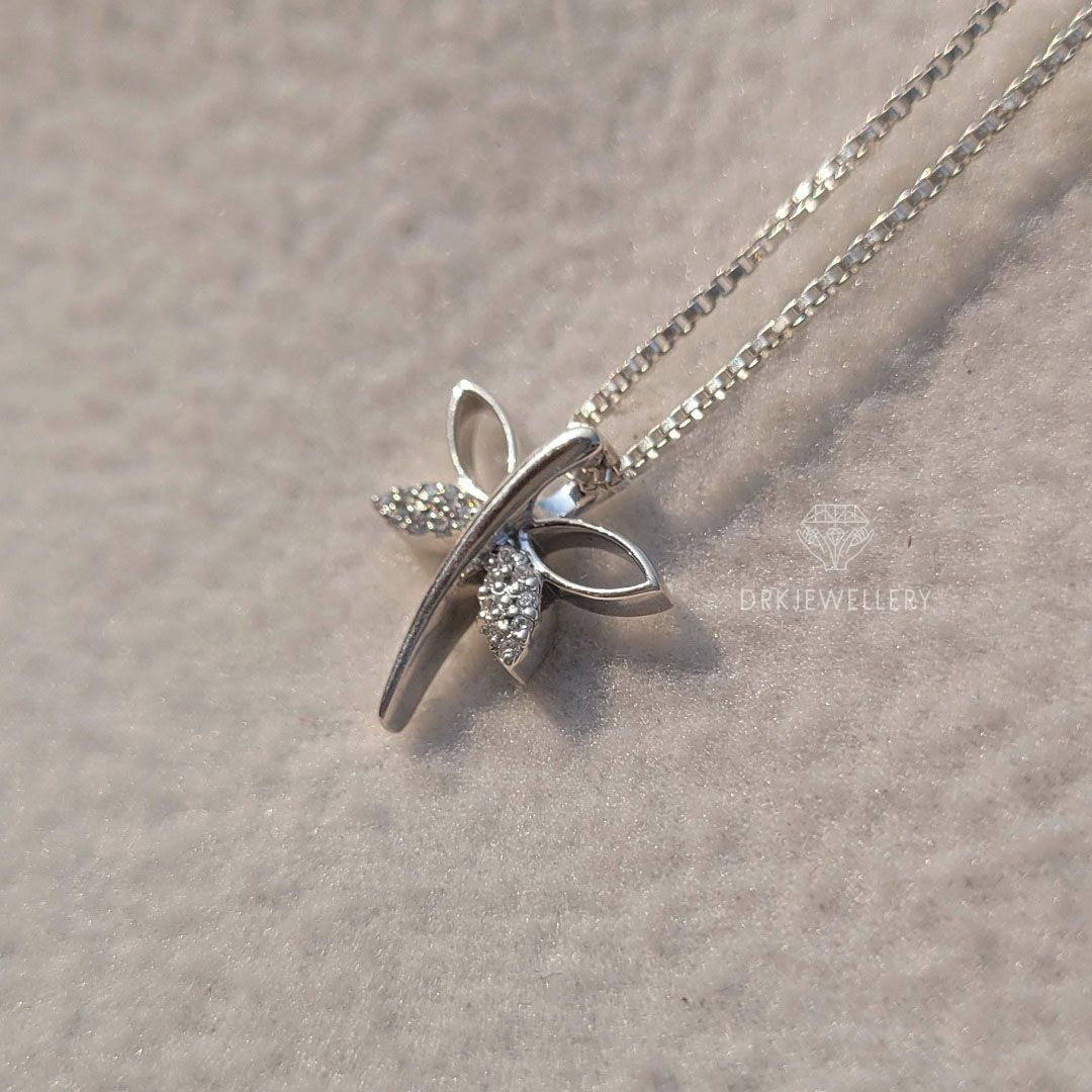 Butterfly Shape Round Cut Lab Grown Diamond 14K Gold Pendant