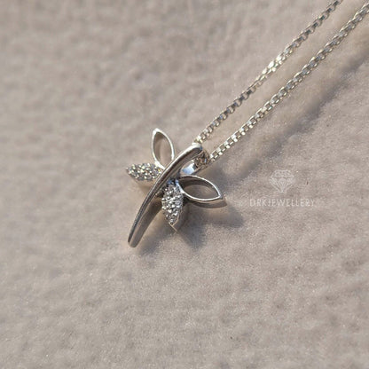 Butterfly Shape Round Cut Lab Grown Diamond 14K Gold Pendant