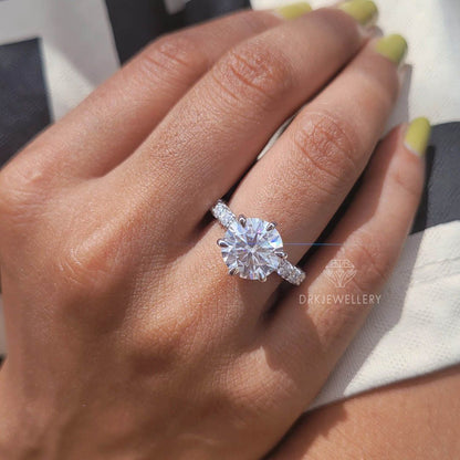 Unique Round Cut Moissanite U-Prong Set Eternity Ring