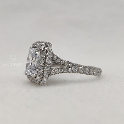 Art Deco Radiant Cut Moissanite Pave Set Ring