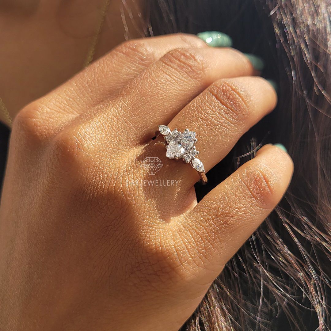 Marquise Cut Moissanite Vintage Inspired Gold Ring