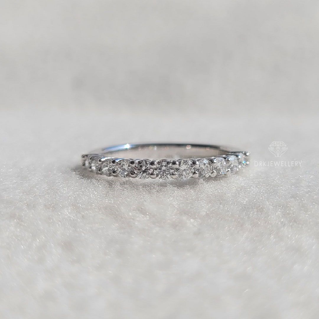 Classy Round Diamond Half Etrenity Gold Wedding Band