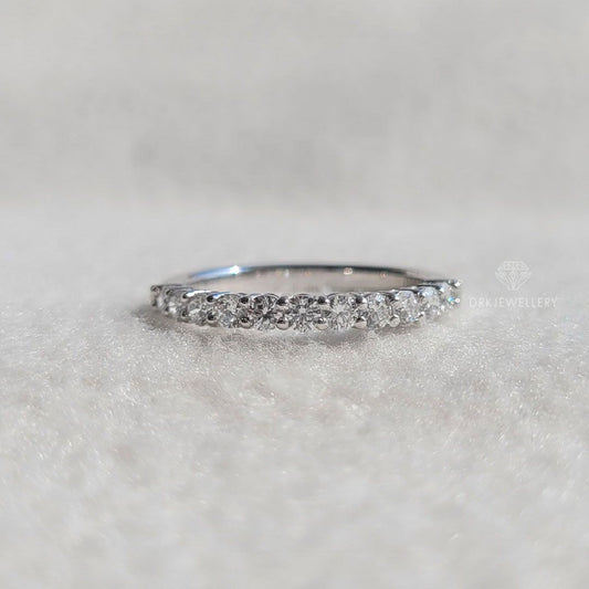 Classy Round Diamond Half Etrenity Gold Wedding Band