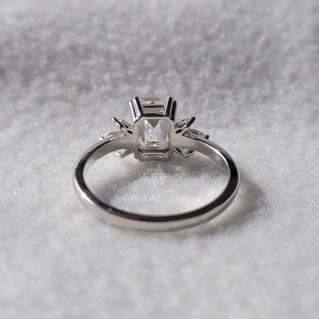 Emerald Cut Cluster Set Lab Grown Diamond Gold Ring