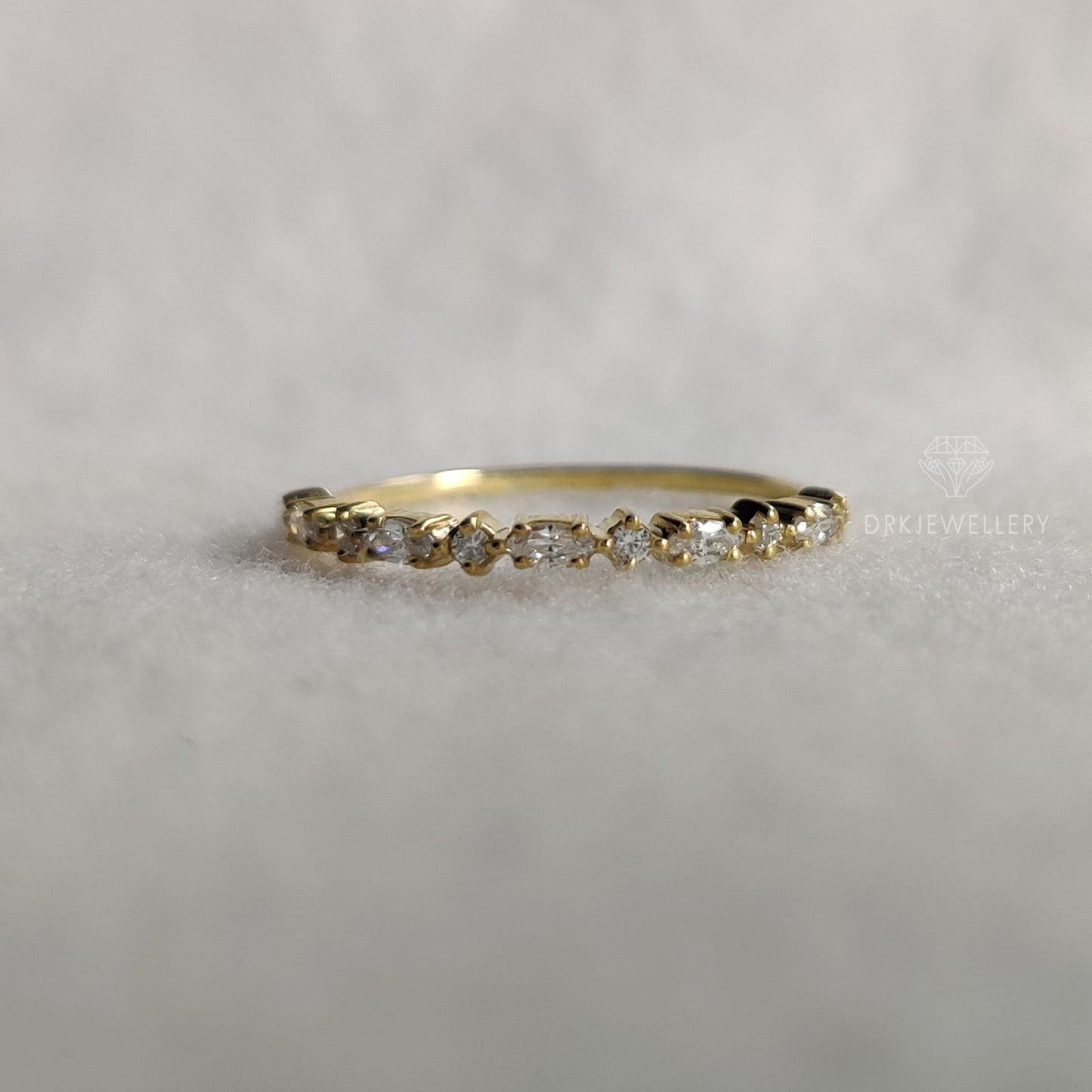 Mini Marquise & Round Cut Lab Grown Diamond Eternity Gold Wedding Band