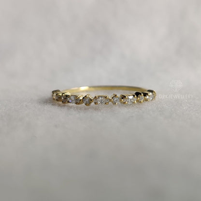 Mini Marquise & Round Cut Lab Grown Diamond Eternity Gold Wedding Band