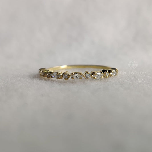 Mini Marquise & Round Cut Lab Grown Diamond Eternity Gold Wedding Band