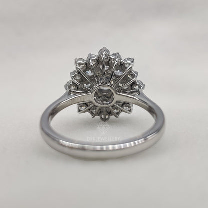 Round Cut Moissanite Cluster Engagement Gold Ring