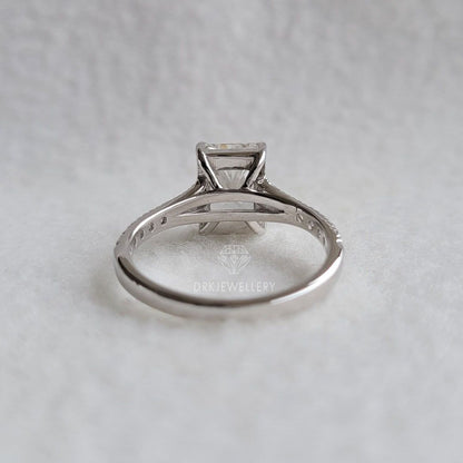 Vintage Radiant Cut Moissanite Pave Set Enagagement Gold Ring