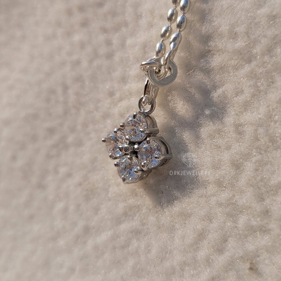 Four Round Cut Lab Grown Diamond Dianty Gold Pendant