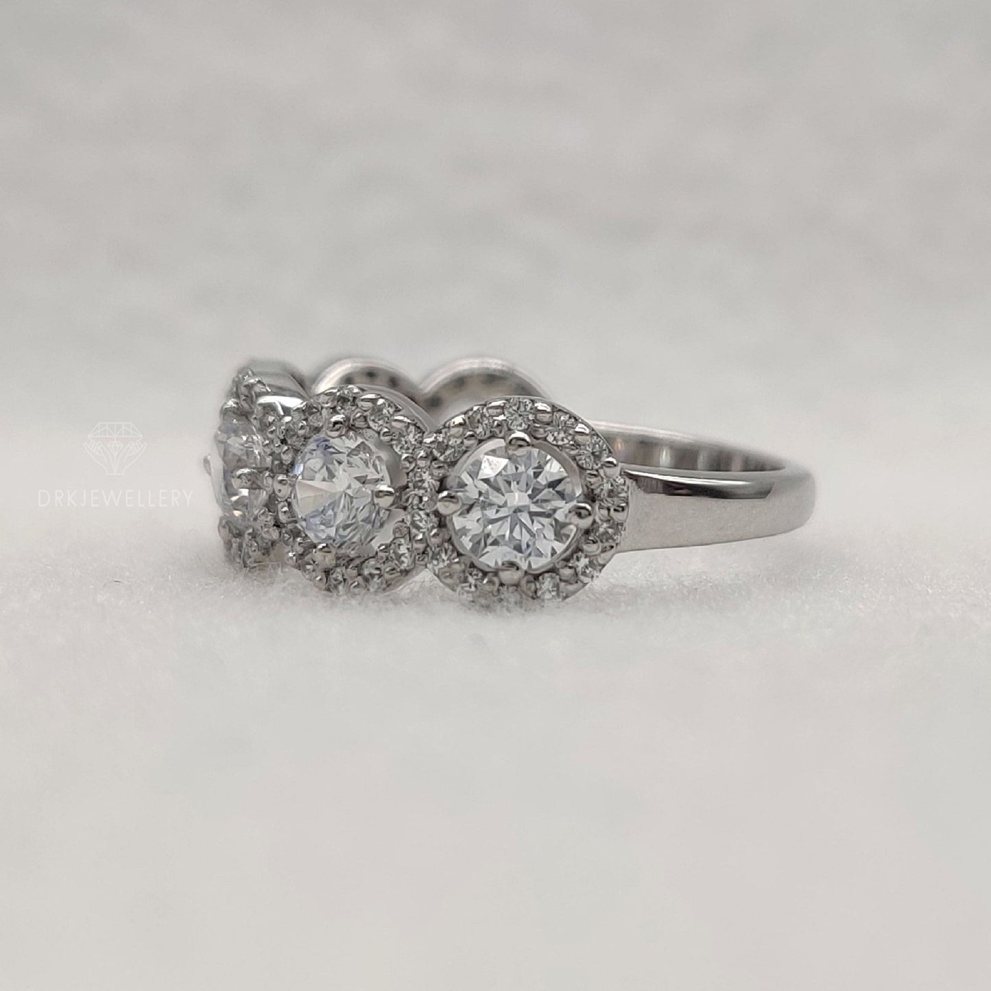 Round Cut Halo Moissanite Eternity Gold Wedding Band