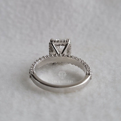 Vintage Style Radiant Cut Hidden Halo Moissanite Ring