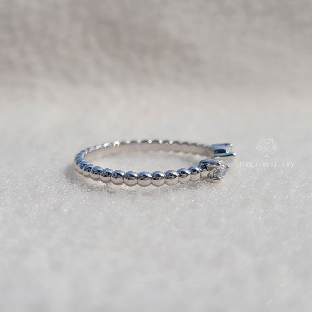 Round Cut Diamond Gold Beaded Ring Spacer
