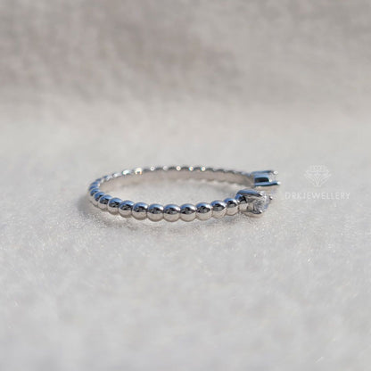 Round Cut Diamond Gold Beaded Ring Spacer