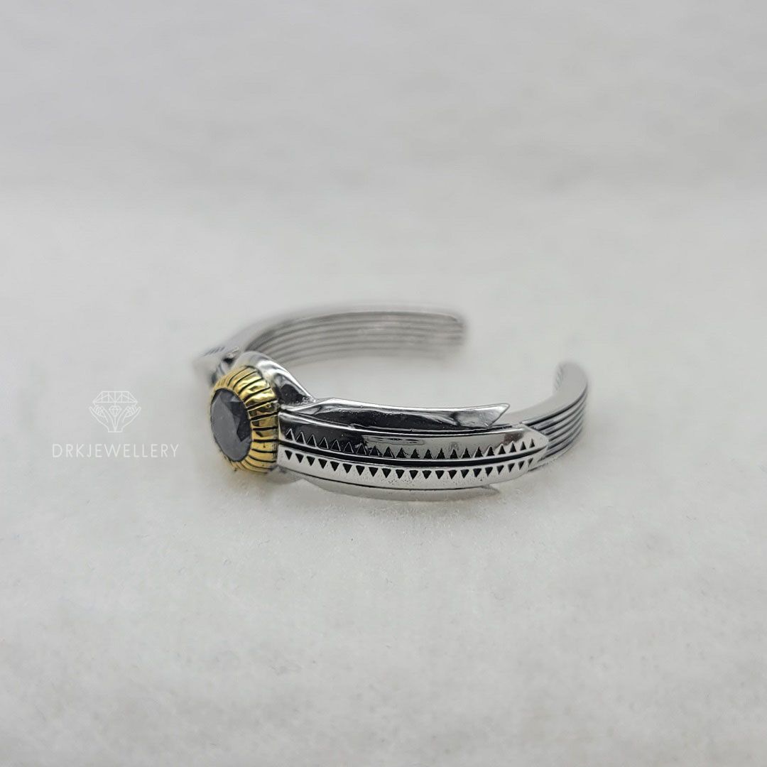 Round Cut Salt & Papper Diamond Two Tone Gold Men's Ring