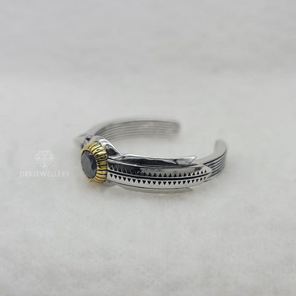 Round Cut Salt & Papper Diamond Two Tone Gold Men's Ring