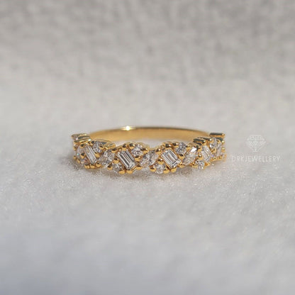 Unique Malti Shaped Lab Grown Diamond Gold Band