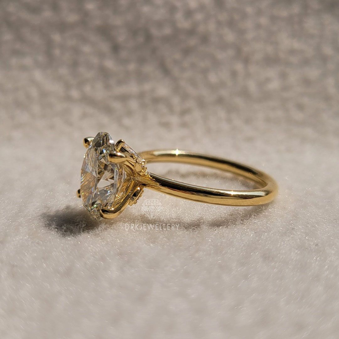 Oval Cut Moissanite Hidden Halo Gold Engagement Ring