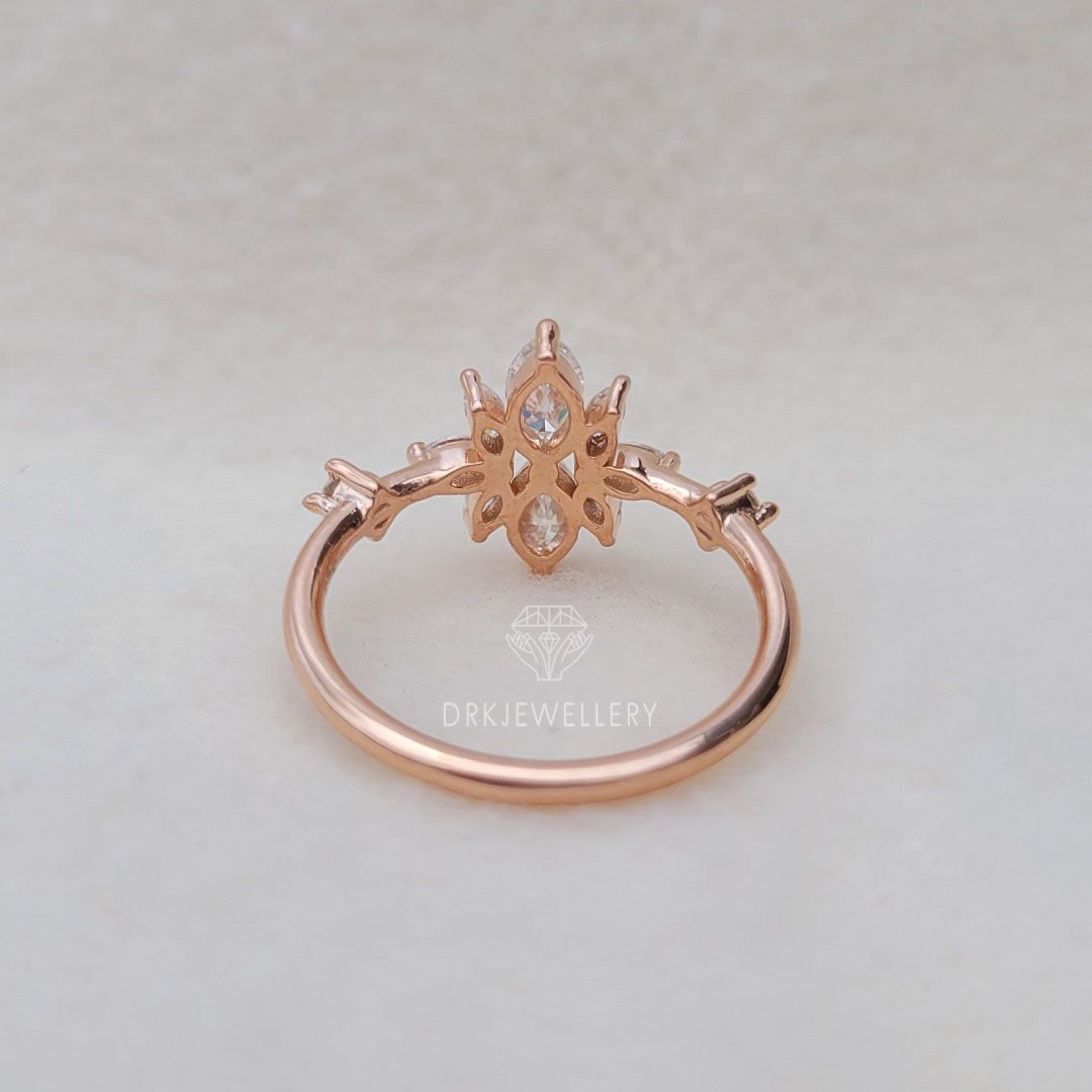 Round & Marquise Cut Lab Grown DIamond Cluster Ring