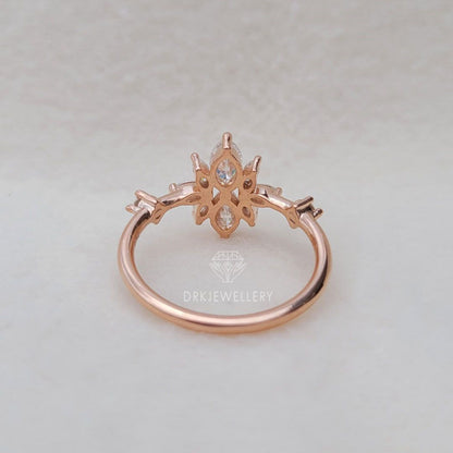 Round & Marquise Cut Lab Grown DIamond Cluster Ring