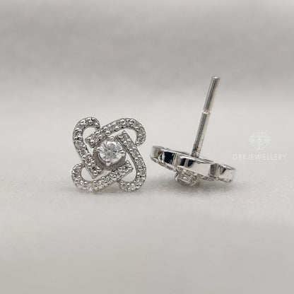 Unique Round Pave Set Lab Diamond Ear Studs In 14K Gold