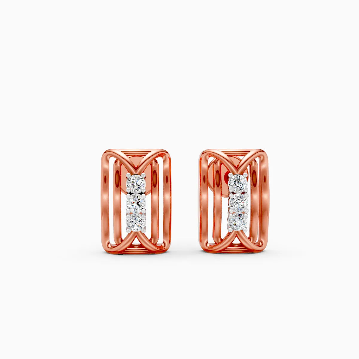 3 stone studs, lab diamond studs, push back studs, gold studs, handmade gifts, gold hand craft studs, personalised gifts