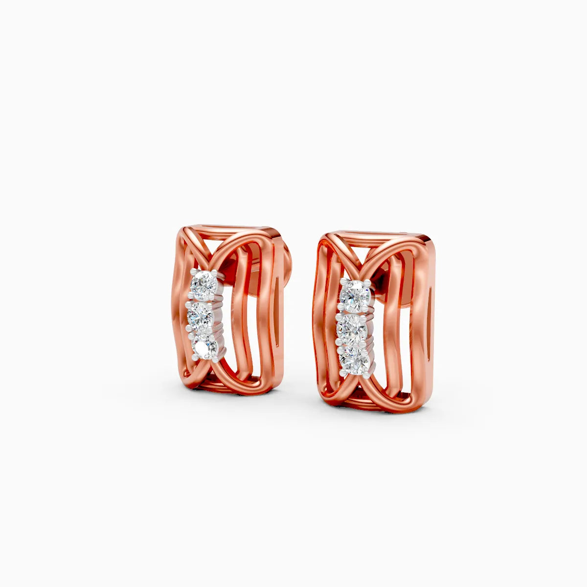 3 stone studs, lab diamond studs, push back studs, gold studs, handmade gifts, gold hand craft studs, personalised gifts