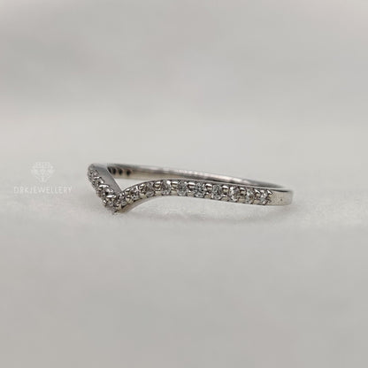 Round Pave Set Lab Grown Chevron Band With 14K Gold