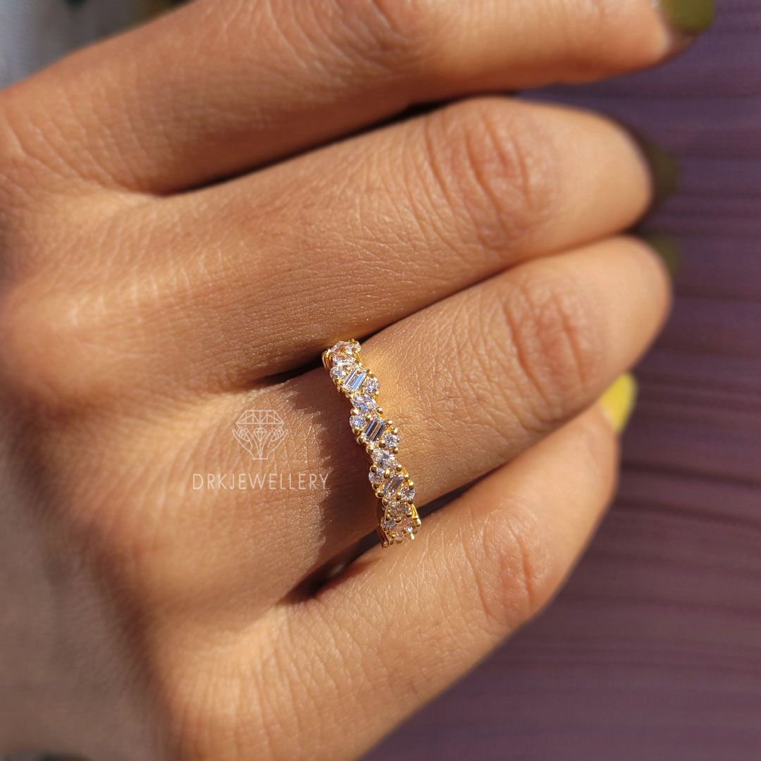 Unique Malti Shaped Lab Grown Diamond Gold Band