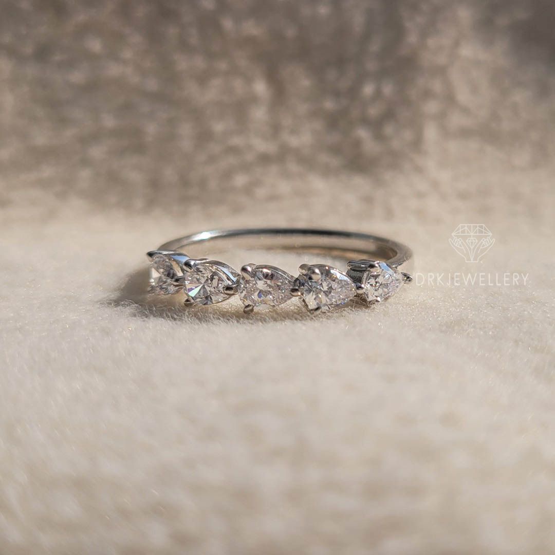 East West Pear Cut Diamond Eternity Wedding Band