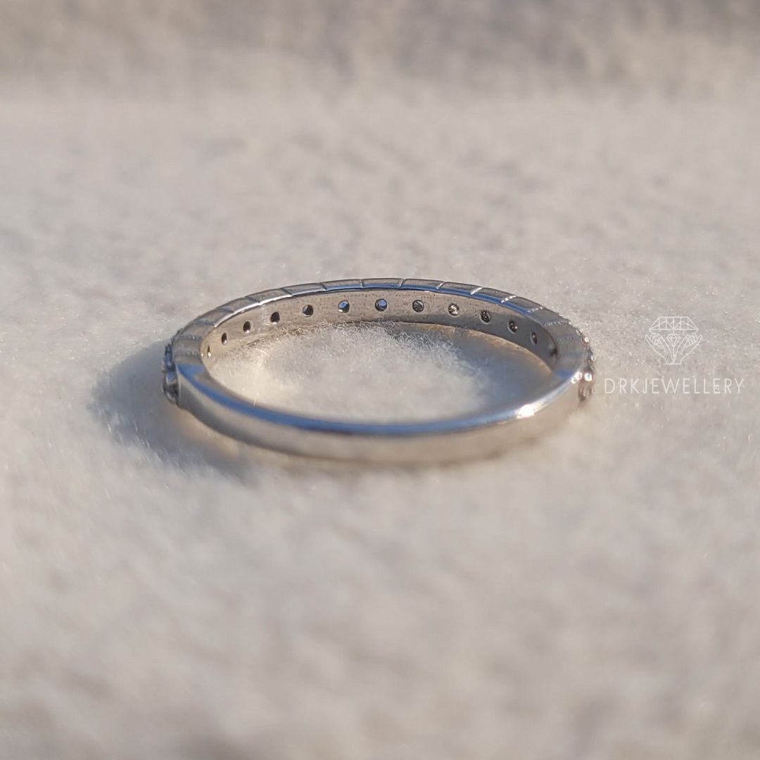 Channel Set Round Cut Diamond Eternity Gold Stacking Band