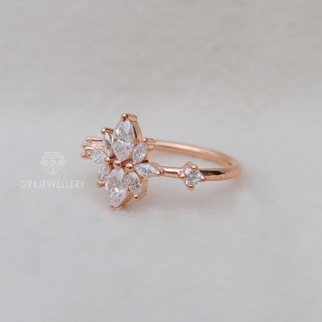 Round & Marquise Cut Lab Grown DIamond Cluster Ring