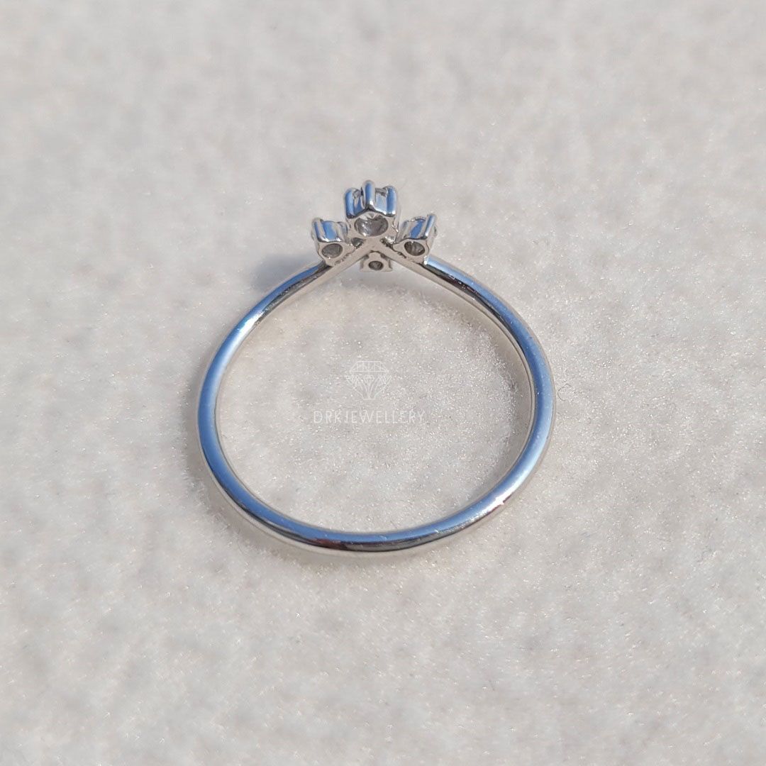 Chevron Style Round Cut Diamond Stackable Gold Band