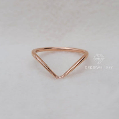 Chevron Style Gold Stackable Gold Wedding Band