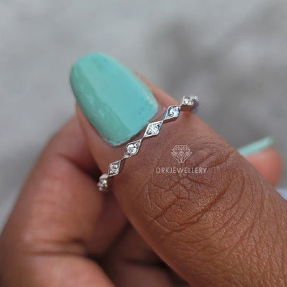 Marquise Shape Round Cut Lab Grown Diamond Wedding Gold Band